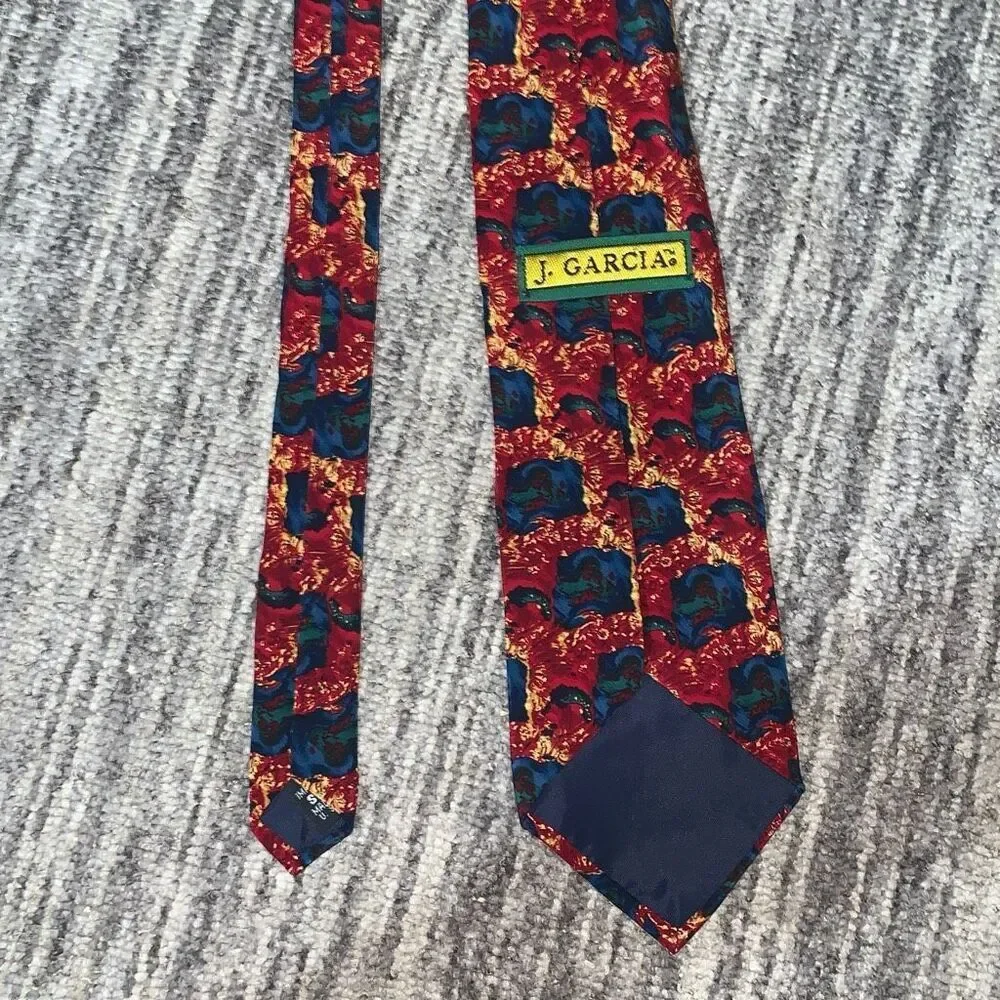 J Garcia Men 100% Silk Tie Necktie Collection Butterfly Red Blue Yellow Abstract
